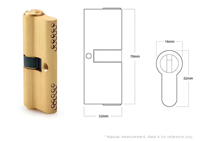 70mm Euro double-keyed brass door lock cylinder