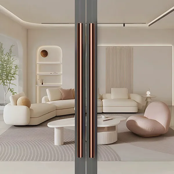 Modern Rose Gold Brushed T-Bar Interior Glass Door Pull Handles
